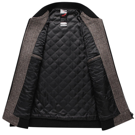 Casual Young British School Overcoming Plaid Woolen Jacket