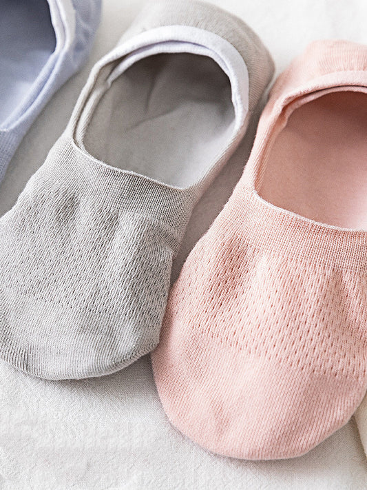 Socks Female Spring And Summer Boat Socks Pure Cotton Silicone Non-Falling Heel Socks Shallow Mouth Non-Slip Invisible Spring And Autumn Ins Tide Thin Section