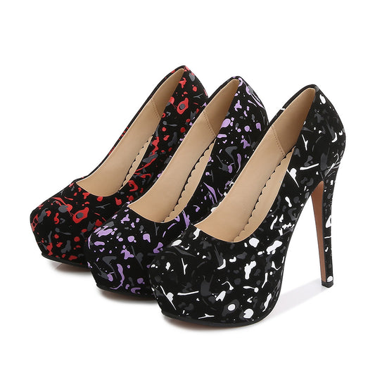 Catwalk Large Size Waterproof Platform high Heels Shallow Mouth Shoes