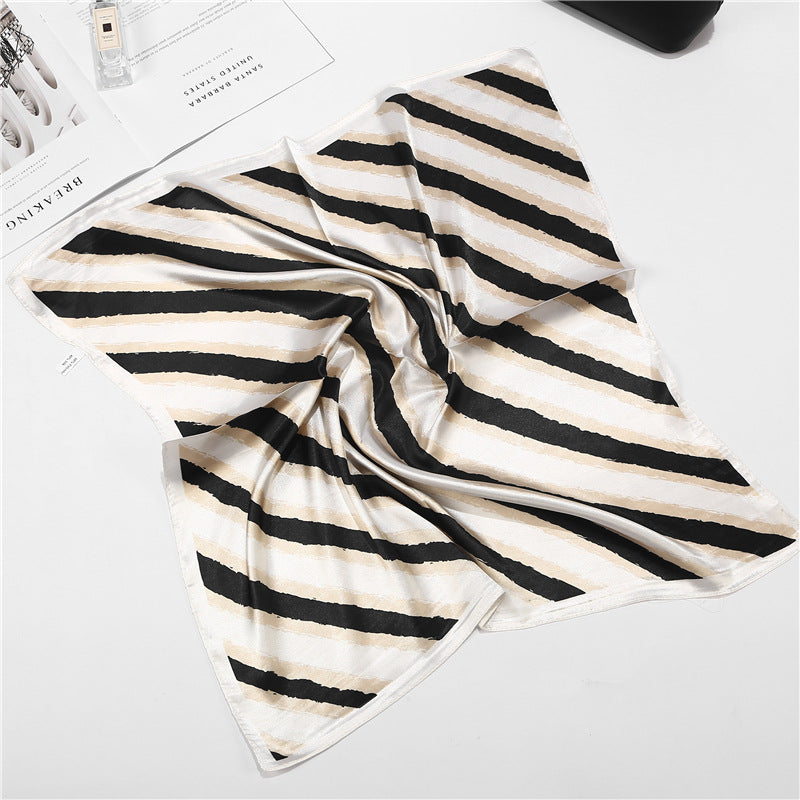 Color blocking Striped Small Square Scarf