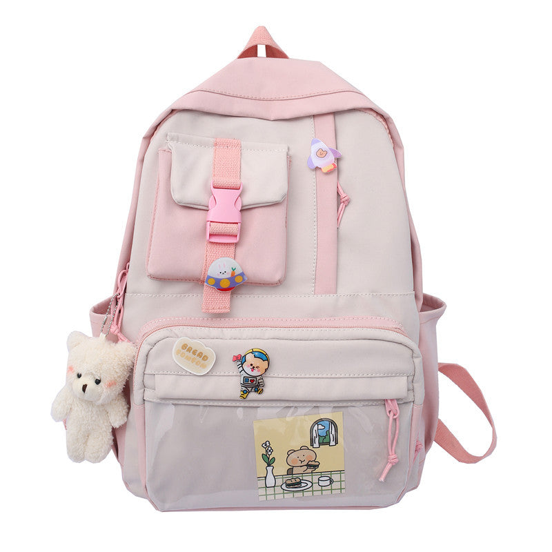 Small Fresh Literary Transparent Front Pocket Student Schoolbag