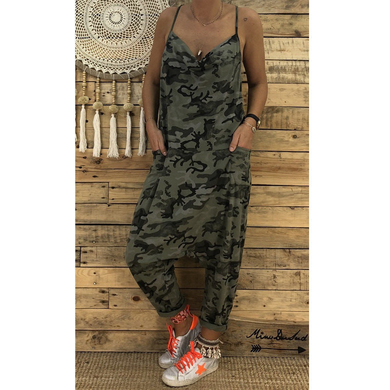 Women's New Style Camouflage Jumpsuit With Suspenders