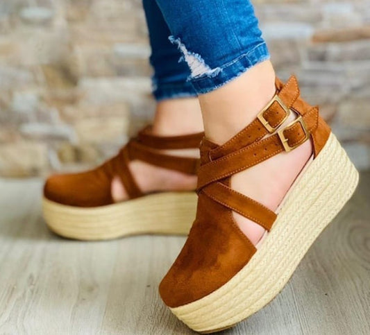Wedge Heel Low Top Women's Shoes Round Toe Adult Side Space Rear Space Sandals