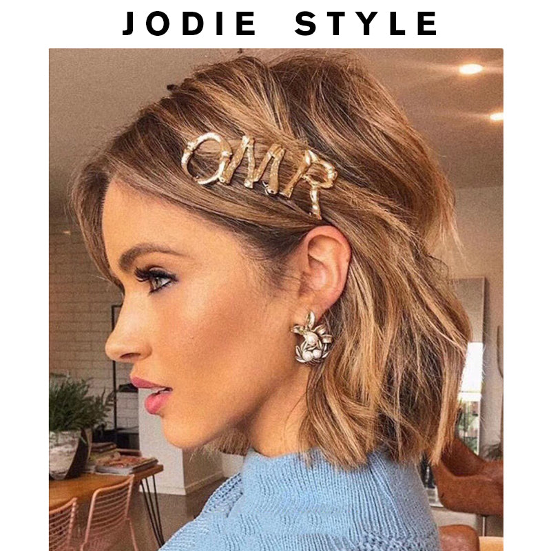 European And American Personality Fashionable Golden Letter Hairpin Side Clip Simple Net Red Clip Hairpin Headdress Female Hairpin Female