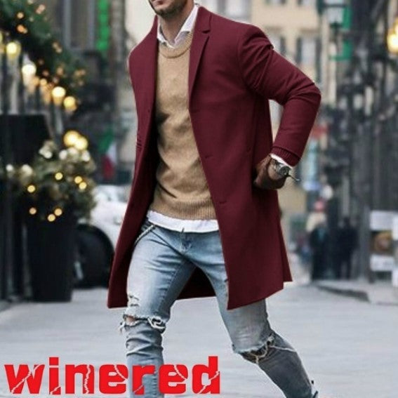 European And American Men's Slim Woolen Coat