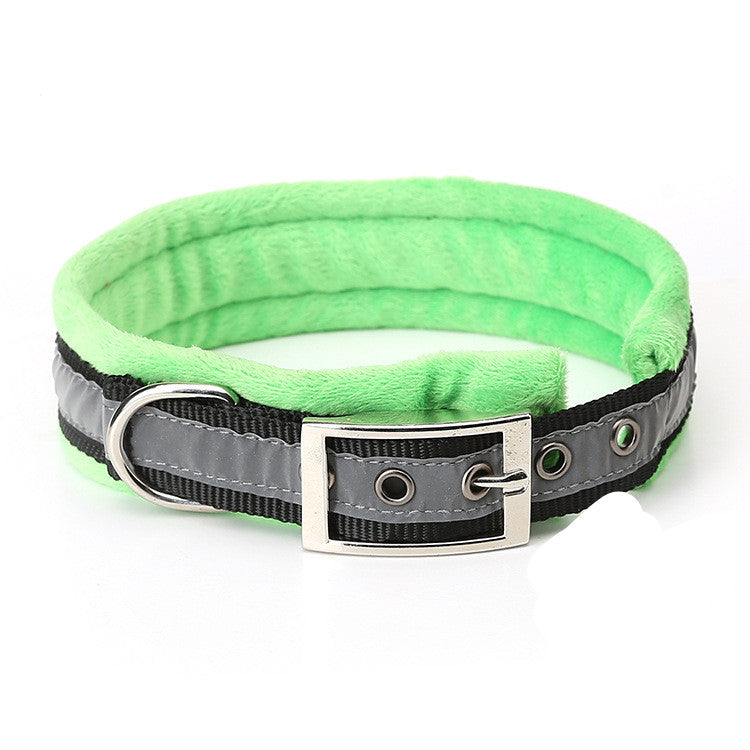 Pet High-Gloss Reflective Belt Buckle Plus Velvet Warm Soft Dog Collar