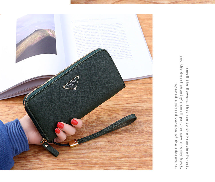 Casual Single Pull Ladies Wallet Lychee Pattern Large Capacity Ladies Handbag Clutch