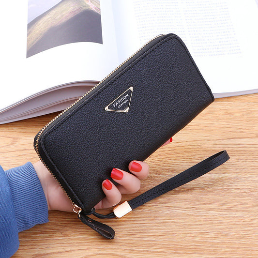 Casual Single Pull Ladies Wallet Lychee Pattern Large Capacity Ladies Handbag Clutch