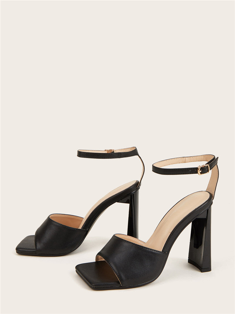 Sexy Open-toe Bag-heel Buckle-style High Heels