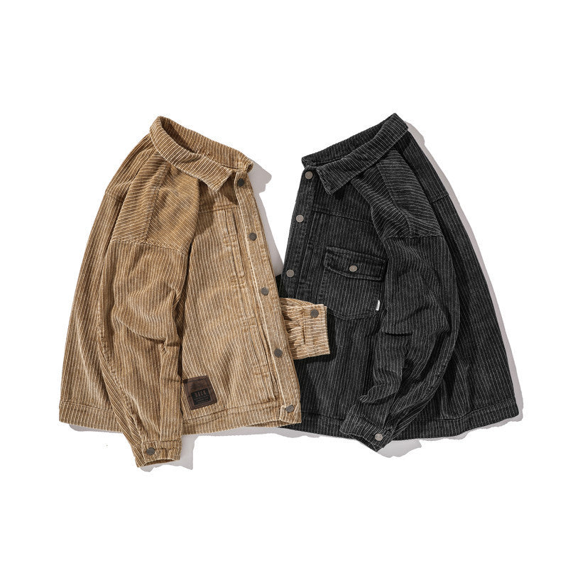 Lapel Solid Color Wear Corduroy Jacket
