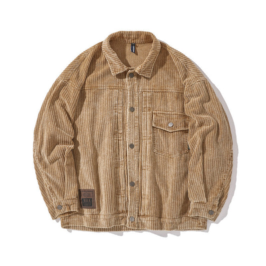Lapel Solid Color Wear Corduroy Jacket