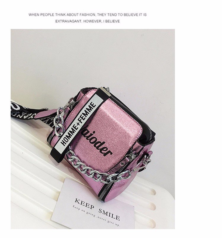 Letter Wide Shoulder Strap Fashion Casual Bucket Bag