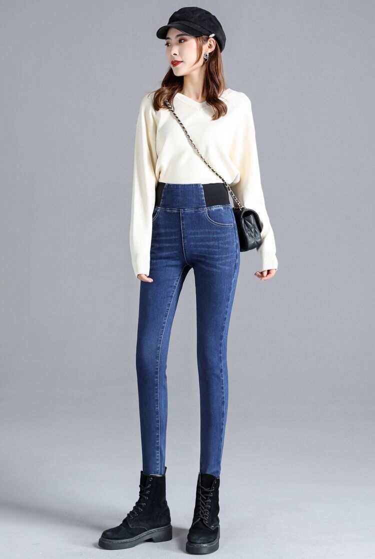 High Waist Stretch Jeans Female Trousers Autumn Winter