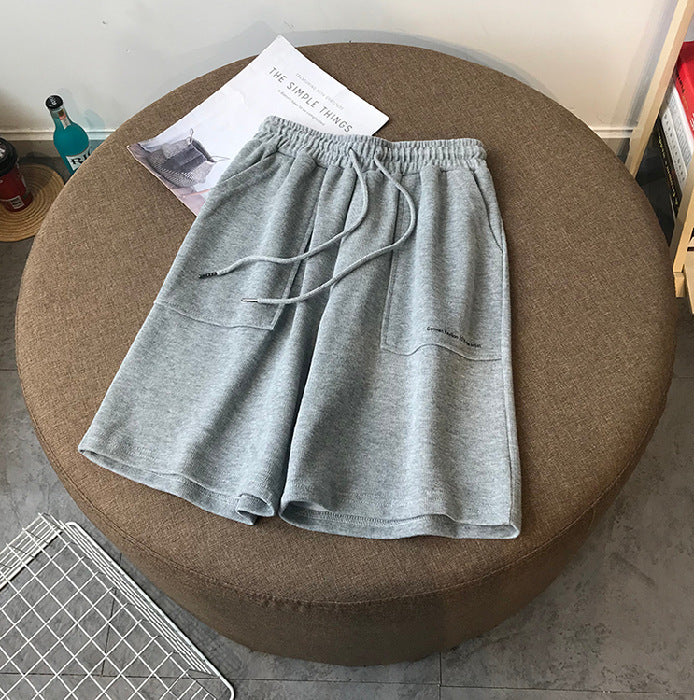 Letter Five Pants Women Korean Style Loose Straight-leg Hong Kong-style Sports Casual Beach Pants