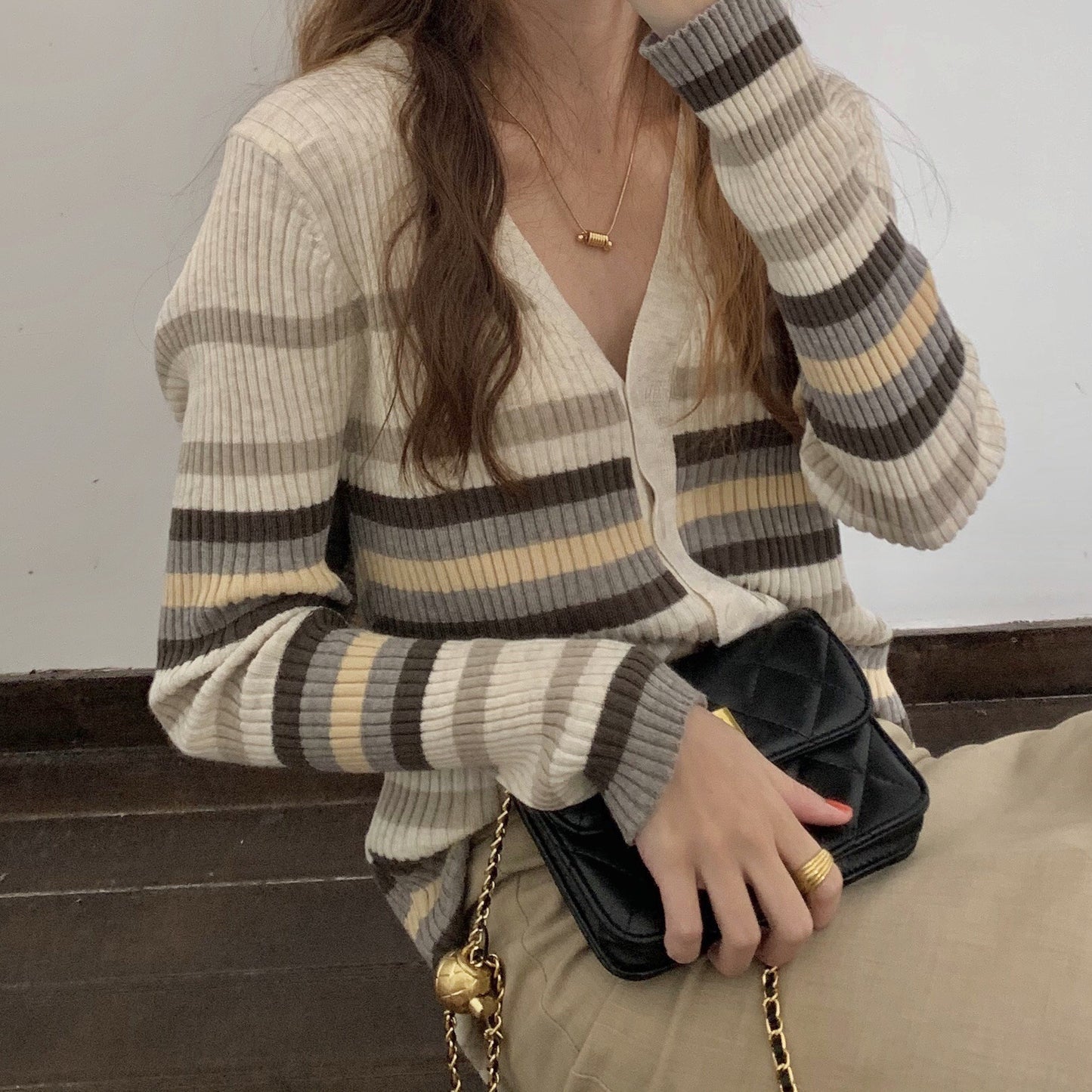 Transport Bead Golden Ball One-Shoulder Diamond Chain Bag