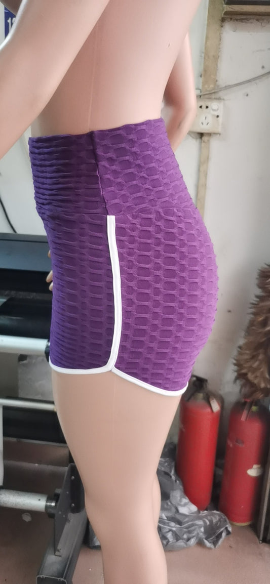 Tie-dye Printed High-waist Color-blocking Yoga Shorts In Europe And America