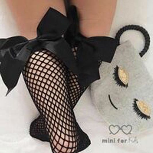 Mesh Fishnet Stockings Sexy Oversized Bow Ladies Net Stockings New Mid-Length Socks