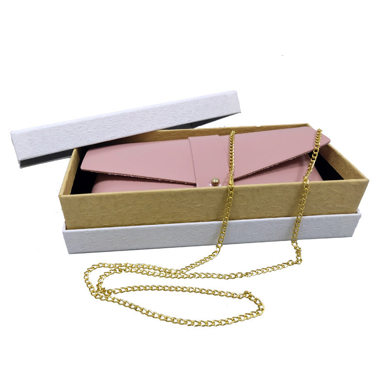 Portable Pu Leather Chain Glasses Case Custom Pink Tide Glasses Soft Bag High-End Leather Too Glasses Storage Box In Stock