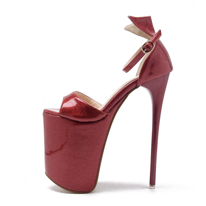 Summer Sandals Ultra-high Stiletto 19cm Patent Leather Bow Hate The Sky High