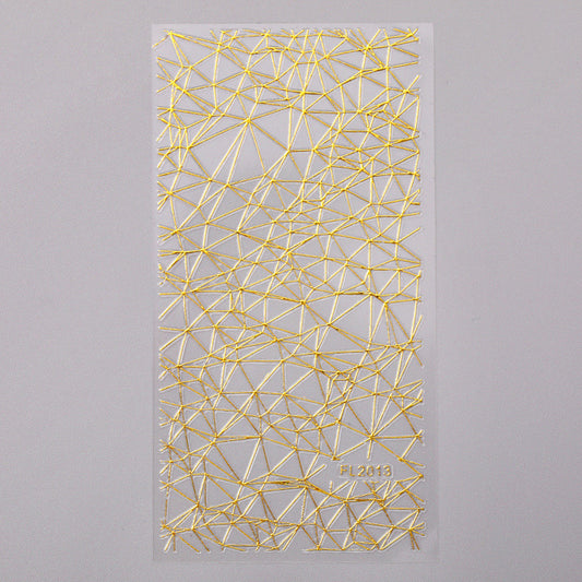 Nail Art Sticker 3D Geometric Pattern Gold Sticker Three-dimensional Applique