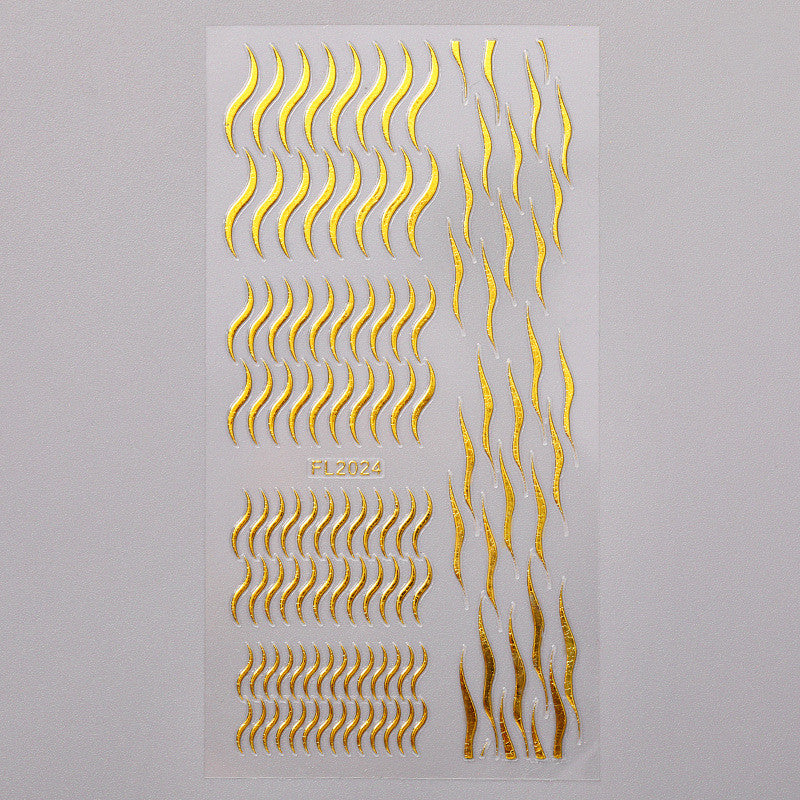 Nail Art Sticker 3D Geometric Pattern Gold Sticker Three-dimensional Applique