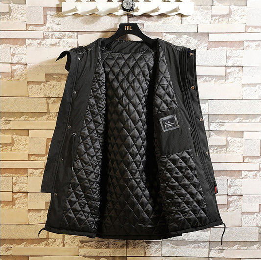 Autumn Mid Length Big Fat Windbreaker Hooded Jacket Men's Jacket