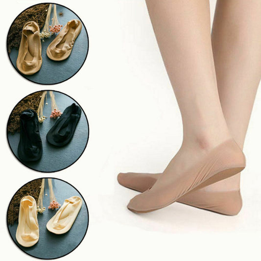 Massage Boat socks Sponge Pad Ice Silk Silicone Seamless Invisible Thin Socks Female Non-slip And Sweat-absorbent
