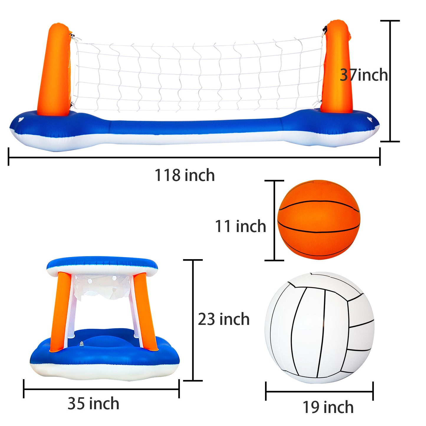 Vandvolleyballstativ, oppustelig basketball, swimmingpool, strandvandlege, vandtømmerflådebold
