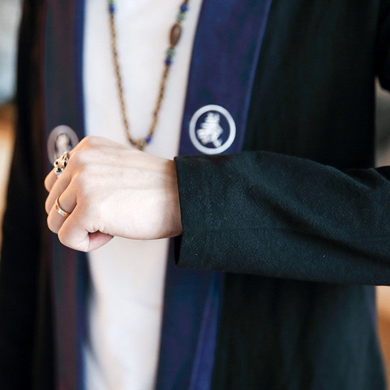 Mid-century Embroidered Trench Coat Jacket