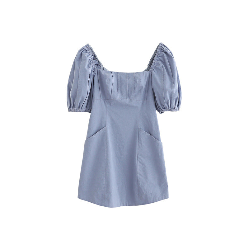 First Love Bubble Sleeve French Square Collar Dress For Children