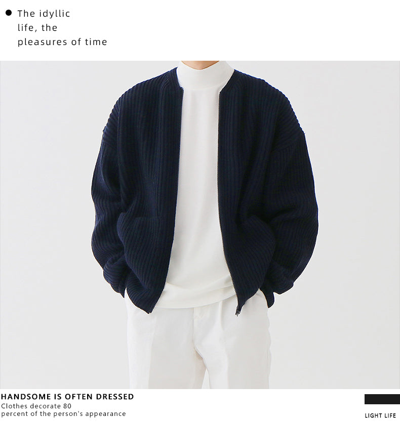 Men's Korean Version Of The Trend Of Solid Color Round Neck Sweater Loose Casual Lazy Style
