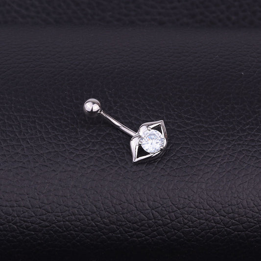 WishEbay Popular Piercing Jewelry Stainless Steel Inlaid Zircon Sexy Lips Belly Button Nail European And American Umbilical Ring Batch