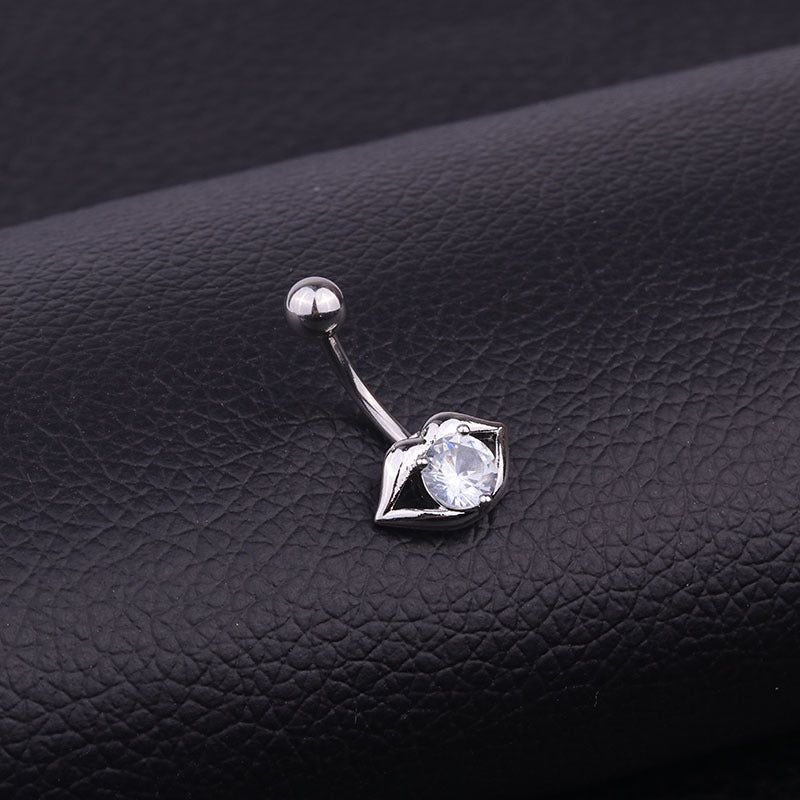 WishEbay Popular Piercing Jewelry Stainless Steel Inlaid Zircon Sexy Lips Belly Button Nail European And American Umbilical Ring Batch