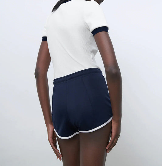 Summer Color Matching O-neck T-shirt Women's Close-Fitting Short-Sleeved Shirt Sports Shorts