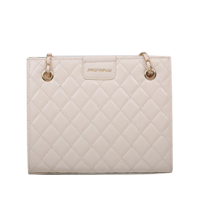 Fashion All-match Rhombus Embroidery Thread Chain Bag