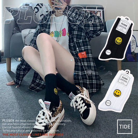 Domestic Plusox stockings Smile embroidery smiley Men And Women The Same Thick Thread SocksFemale Winter Pile Of Socks