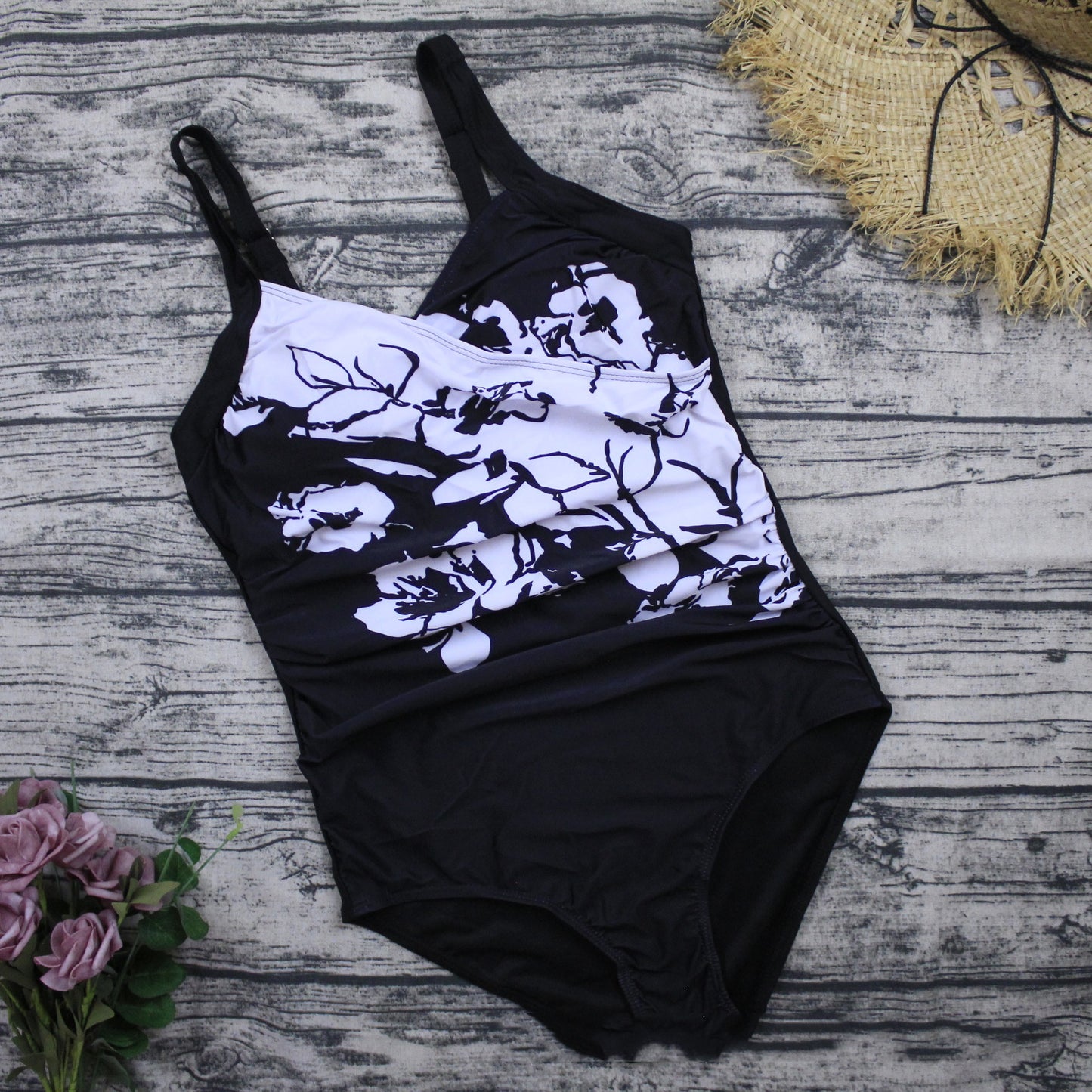 21 New European And American White Pattern Printing Ladies Plus Fertilizer Plus Dalian Body Swimsuit Swimwear Aliexpress Hot Style Wholesale