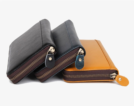 Autumn New Multi-Card Long Leather Wallet Unisex Rfid Shielding Card Case Leather Wallet