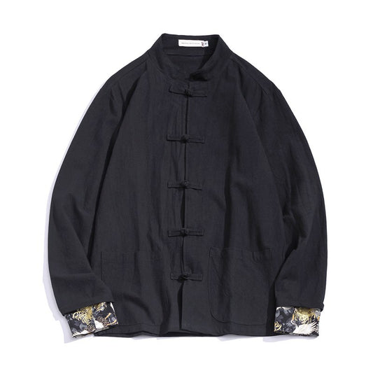 Retro Button Embroidered Cotton and Linen Plus Size Jacket