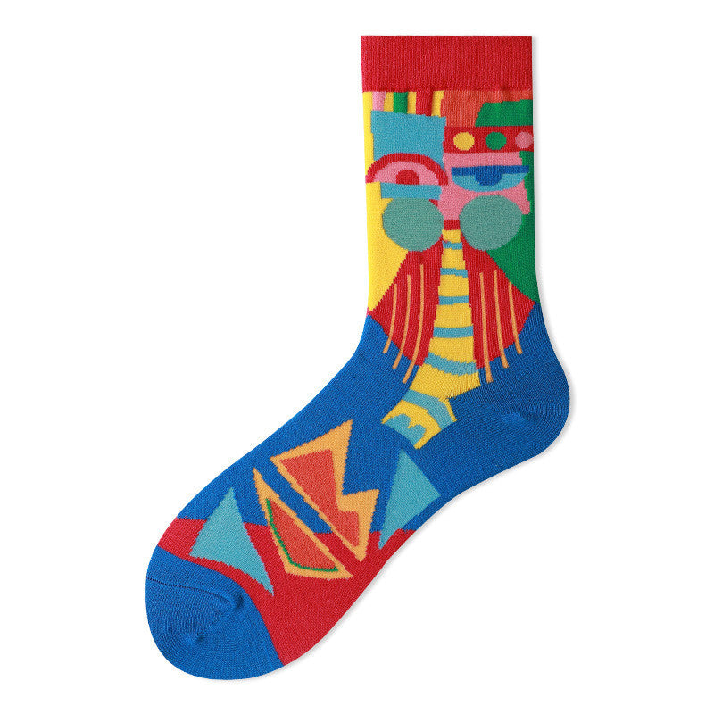 Socks Female Mid-tube Color Matching Personality Cotton Socks Hip Hop