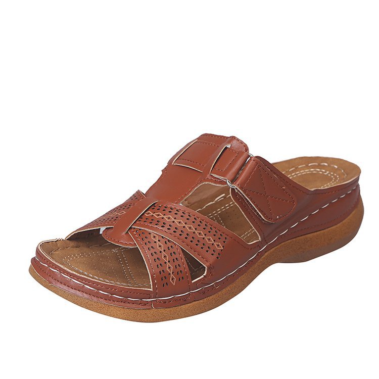 New Solid Color Platform Cross Towing Ladies Shoes Sandals