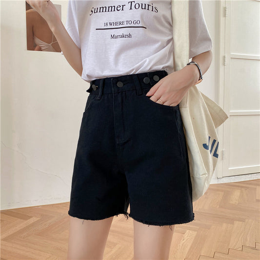High Waist Denim Shorts Female Korean Version Loose And Thin Wild A-line Wide-leg Pants Trend