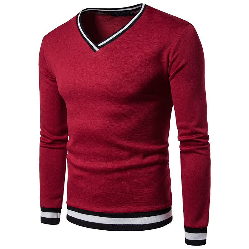 Men's Spring And Autumn Black And White Color Matching Luokou Casual Sweater