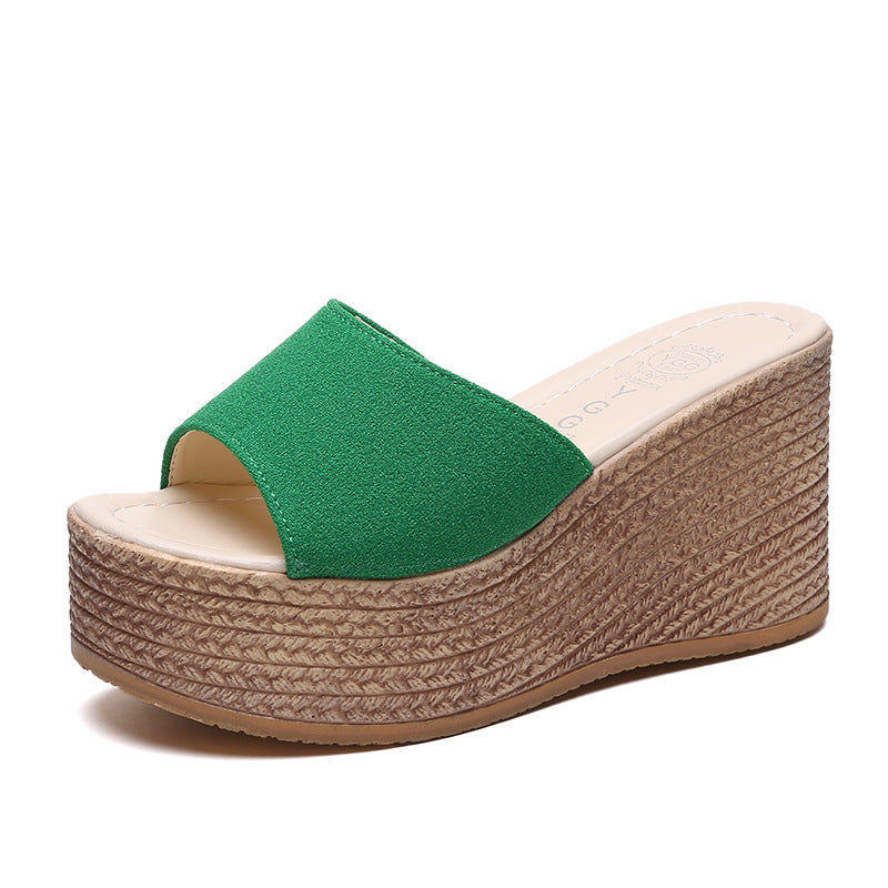 Sponge Cake With Sandals And Slope With Platform Slippers