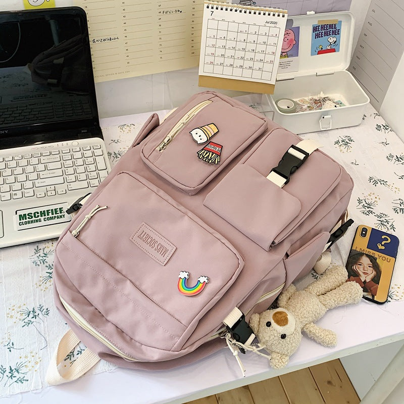 Ins College Style Girl Backpack Japanese Harajuku Vintage Student Schoolbag Female Travel Backpack