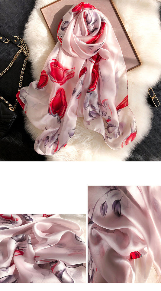 Silk Scarf Women's Wild Spring And Autumn Scarf To Keep Warm In Winter