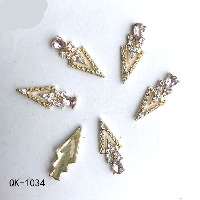 Butterfly Hollow Triangle Water Drop Pearl Colorful Diamond Metal Nail Art