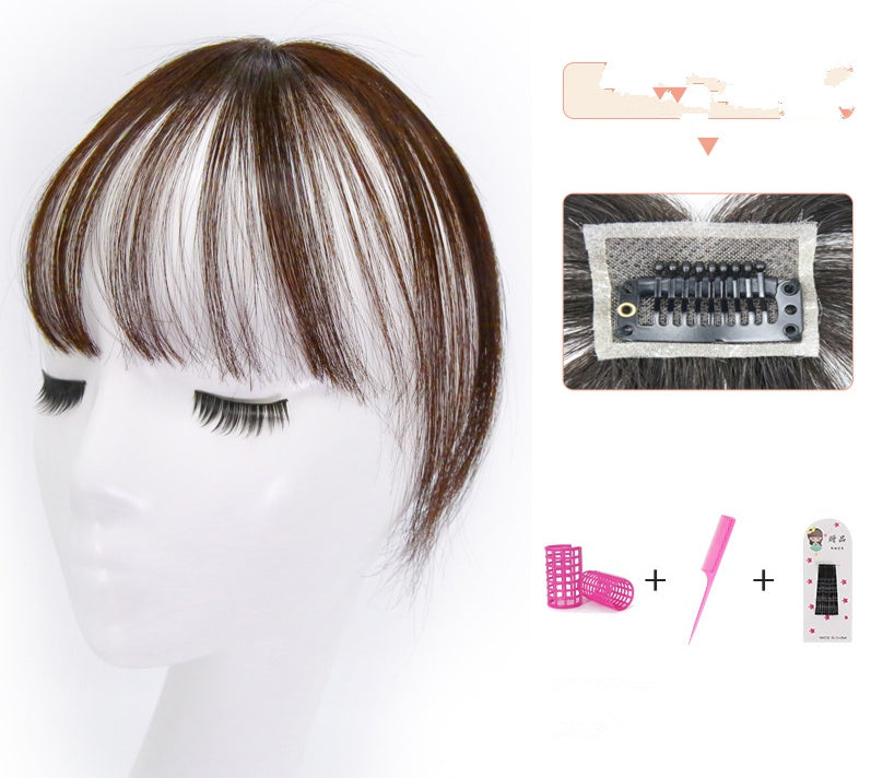Real Hair, Air, Bangs, Wig, Natural, Lifelike, Ultra-Thin, Seamless, Fake Bangs, French Sea Piece, Face Repair, False Head Curtain