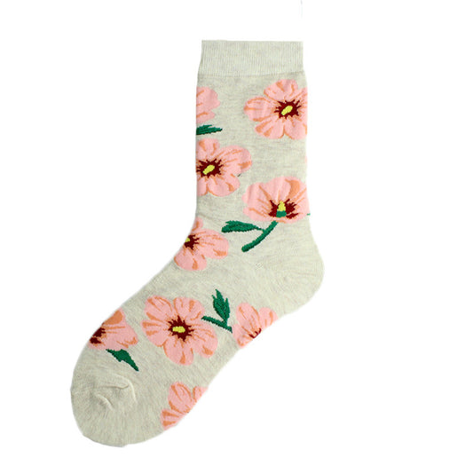 Sunflower Flower Cotton Socks Ladies College Style