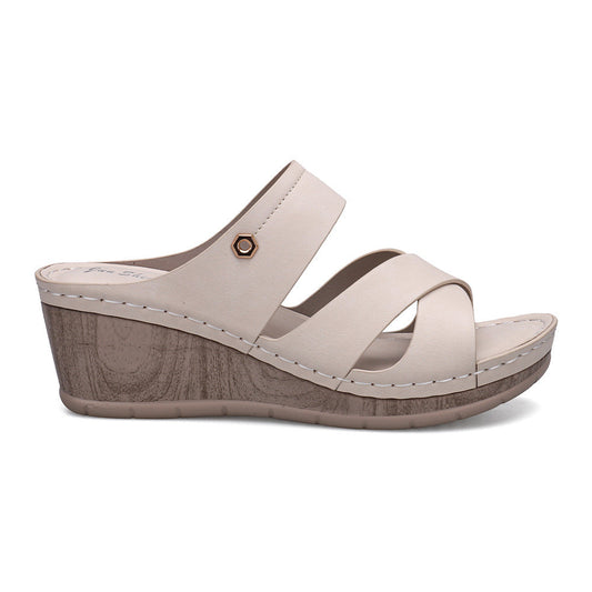 Casual And Comfortable European And American Large Size Slope Heel Slippers Women